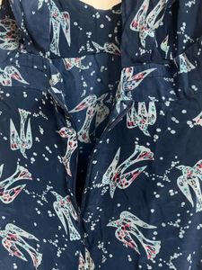 Blue Bird Print Dress