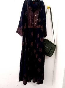 Navy Blue Patterned Dress