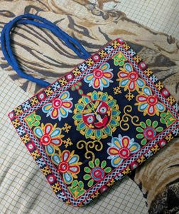 Embroidered Floral Tote Bag