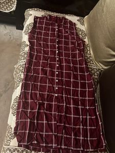 Maroon Checkered Kurta Set