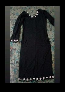 Black Kurti With White Lace Work
