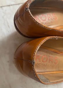 Michael Kors Tan Peep-Toe Wedges