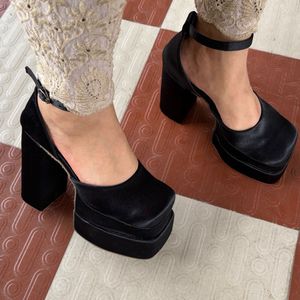 Black Platform Heels with Ankle Strap