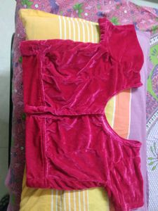 Elegant Pink Velvet Saree Blouse