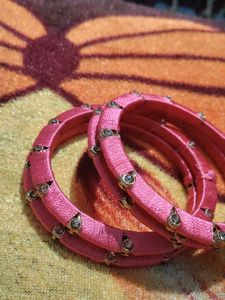 Pink Silk Thread Bangles
