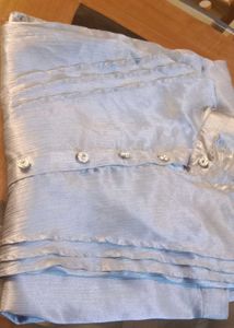 Silky Silver Button-Down Shirt