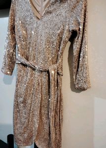 Gold Sequence Midi Dress