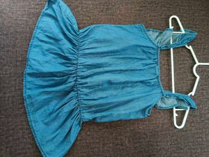 Girls Cotton Denim Top Sleeveless
