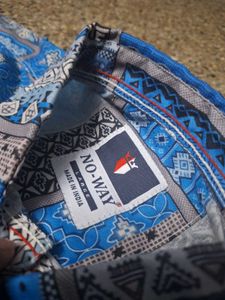 Bold Blue Patchwork Print Short-Sleeve Shirt