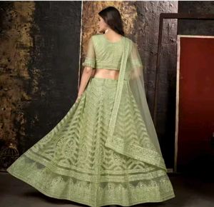 Light Green Embroidered Lehenga