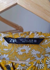 Zara Mustard Floral Ruffle Mini Dress