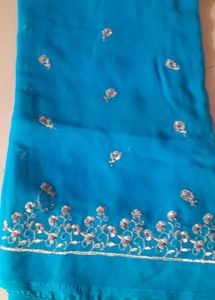 Beautiful Blue Saree With Blouse
