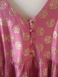 Pink &amp; Gold Print Kurta Dress