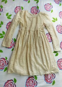Korean cream lace dress