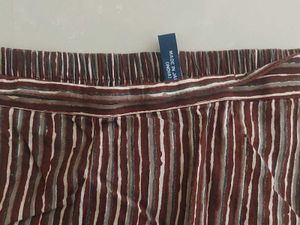 Brown vertical striped cotton salwar