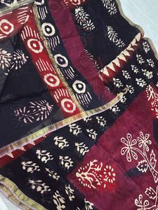 (NEW)Block printed pure cotton dupatta