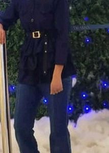 Combo Belted Dark Wash Jeans With White Pricess