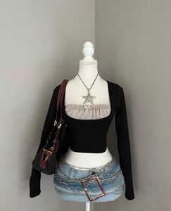 Black Square Neck Top