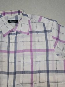 Purple and Blue Checkered White Shirt