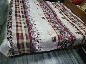 Cotton Plaid &amp; Floral Bedspread