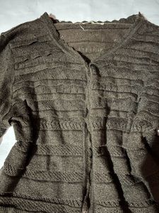 Brown open-knit cropped Cardigan