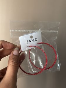 Red Geometric Hooping Design Hoop Earrings