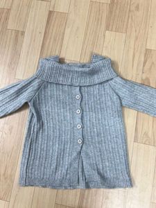 Grey Button-Down Cardigan Top.