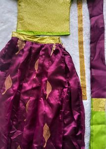 Beautiful Dress With Hip Belt  For 7-9 Yr Old