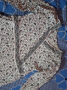 Floral Print Top with Wrap Detail