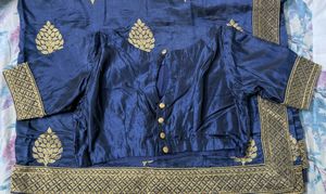 Silk saree Blue And Golden (3 Peice)