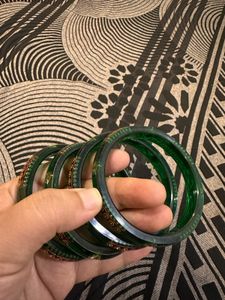 Green &amp; Gold Bangle Set