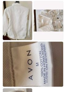 Avon 100% cotton white embellished studded jacket
