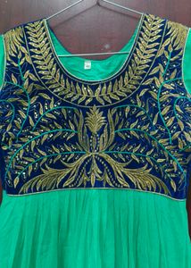 Green Embroidered Party Dress