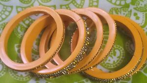 Orange &amp; Gold Beaded Bangles