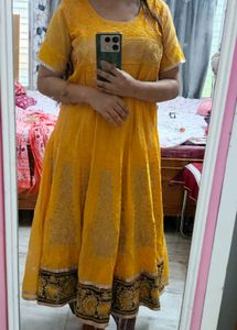 Yellow Embroidered Anarkali Dress 💛