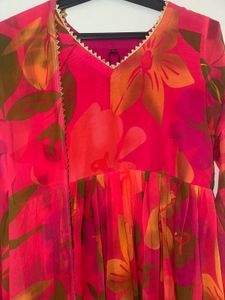 Floral Anarkali Long Gown With Dupatta