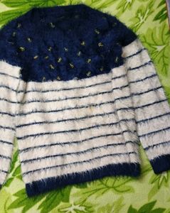 Striped Fluffy Knit Sweater