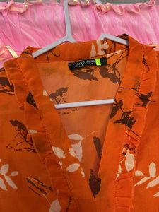 Orange Floral Crop Top