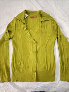 Green Neon Cardigan Sweater Small Size