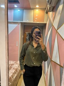 Olive Formal Office Wear Shirt