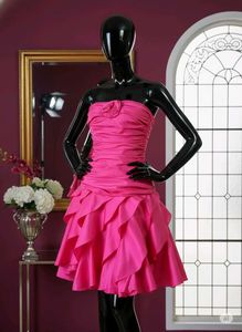 Pink Strapless Ruffle Dress