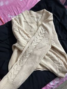 Cable Knit V-Neck Sweater