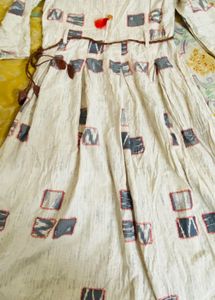 Ethnic Print Dress with Tie