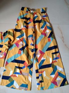 Geometric Print Wide Leg Pants