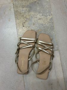 Zudio Gold Strappy Sandals - Size 37