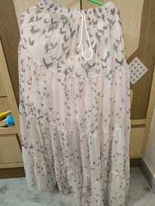 Bird Print Long Skirt