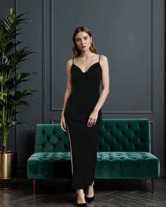 Elegant Black Maxi Slip Dress(Brand:Shein)