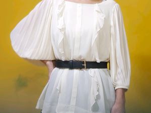 Elegant Off-White Ruffle Top