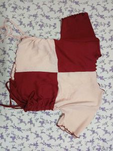 Cute Two-Tone Crop Top