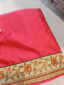 Pink &amp; Gold Embroidered Saree(Issue)
